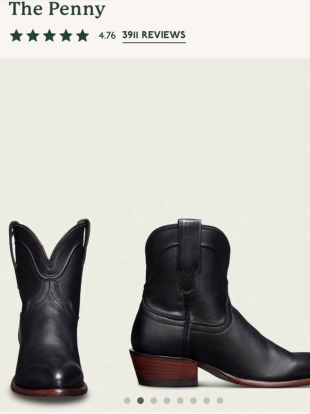 RARE Tecovas The Penny Black Leather Cowgirl Ankle Boot 9.5
